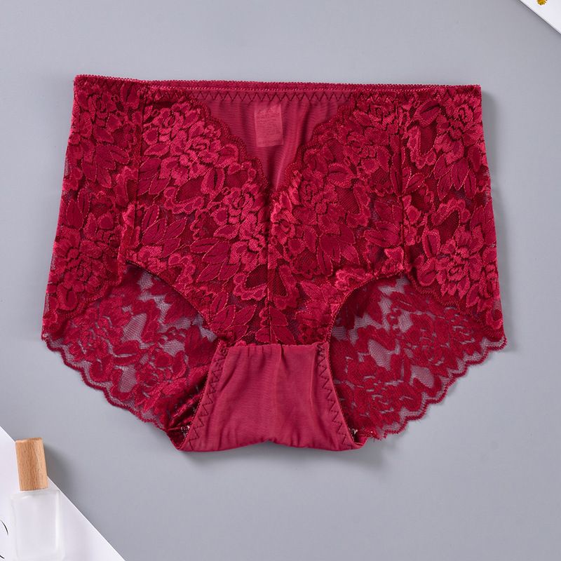 4PCS  Ladies Comfort Lace Underwear Sexy mesh transparent panties mid-waist lace inner triangle pants comfortable buttocks see-through erotic panties Underpants Lace Cotton Crotch Mid-waist Briefs