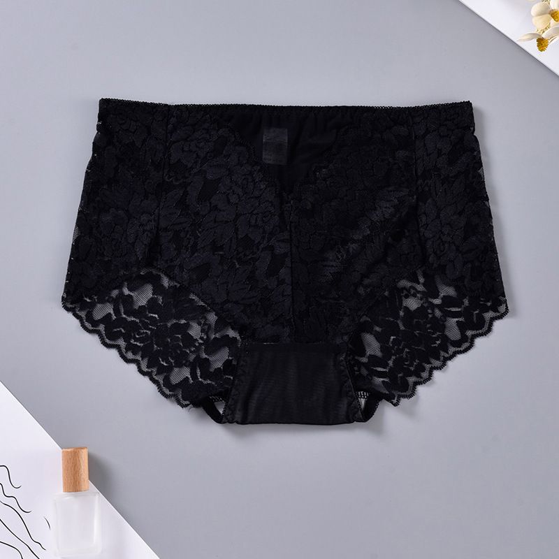4PCS  Ladies Comfort Lace Underwear Sexy mesh transparent panties mid-waist lace inner triangle pants comfortable buttocks see-through erotic panties Underpants Lace Cotton Crotch Mid-waist Briefs