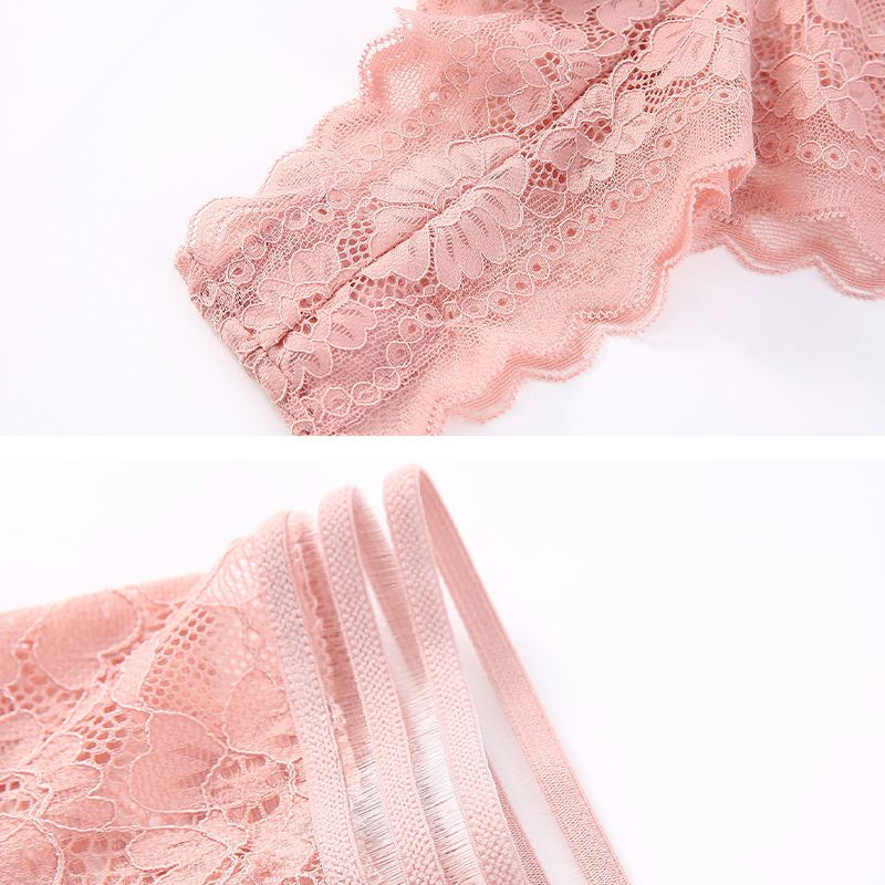 CINVIK  5pcs New ladies thong panties mid-waist cotton crotch sexy panties fashionable scarless full lace thong Hollow Out String Transparent Seamless Low Waist panties