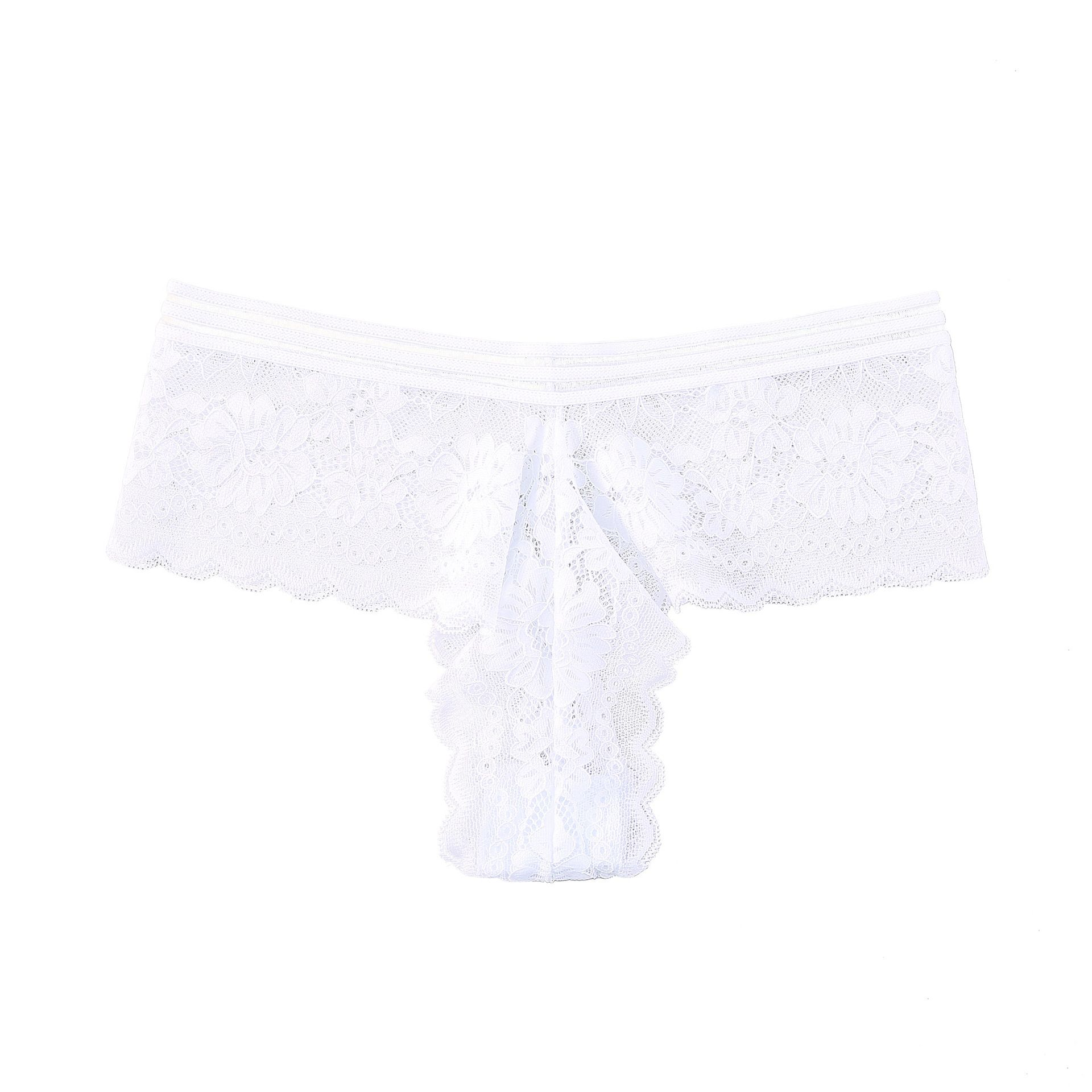 CINVIK  5pcs New ladies thong panties mid-waist cotton crotch sexy panties fashionable scarless full lace thong Hollow Out String Transparent Seamless Low Waist panties