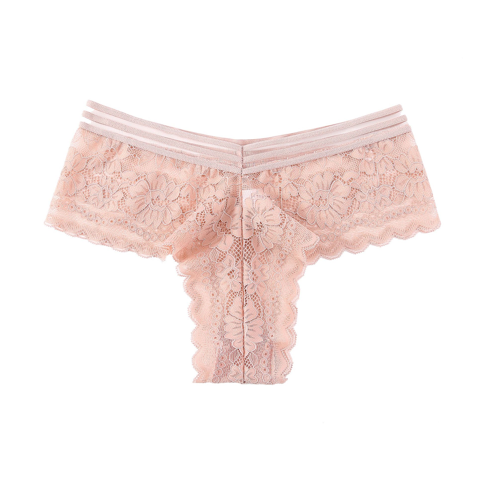 CINVIK  5pcs New ladies thong panties mid-waist cotton crotch sexy panties fashionable scarless full lace thong Hollow Out String Transparent Seamless Low Waist panties