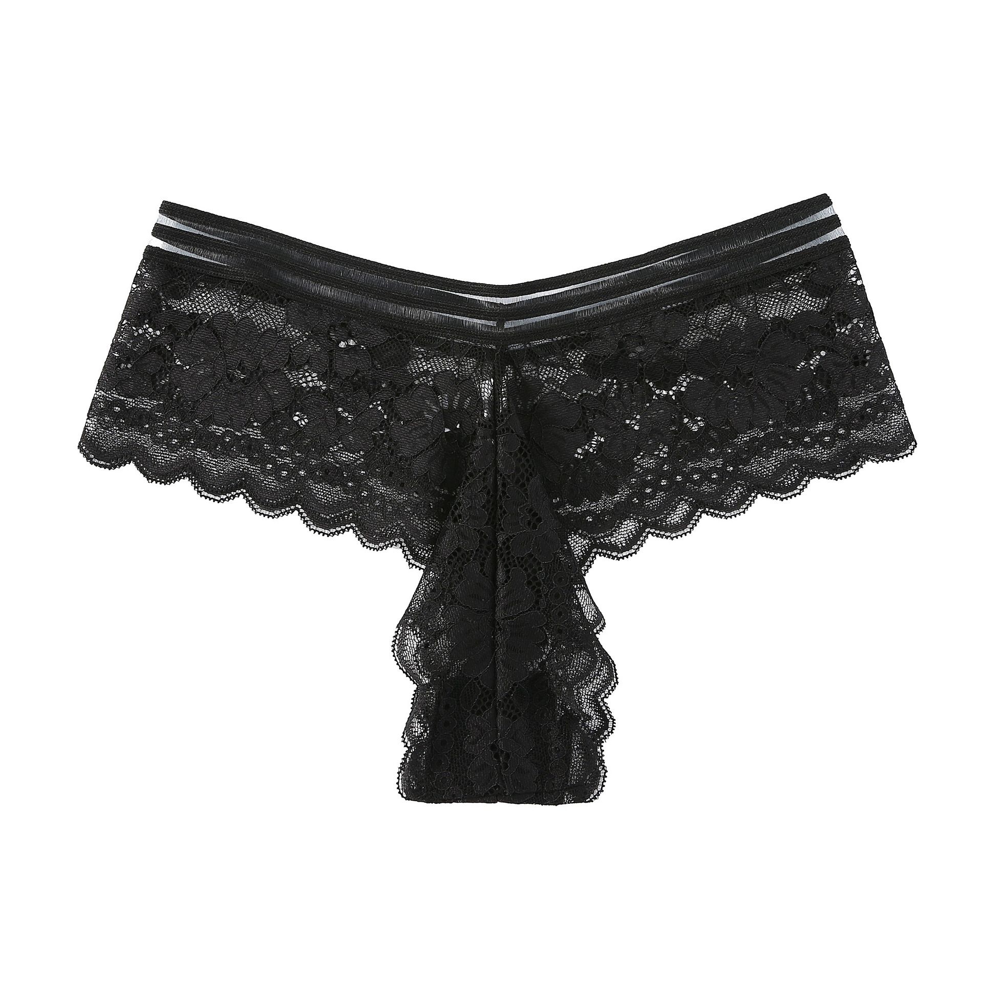 CINVIK  5pcs New ladies thong panties mid-waist cotton crotch sexy panties fashionable scarless full lace thong Hollow Out String Transparent Seamless Low Waist panties