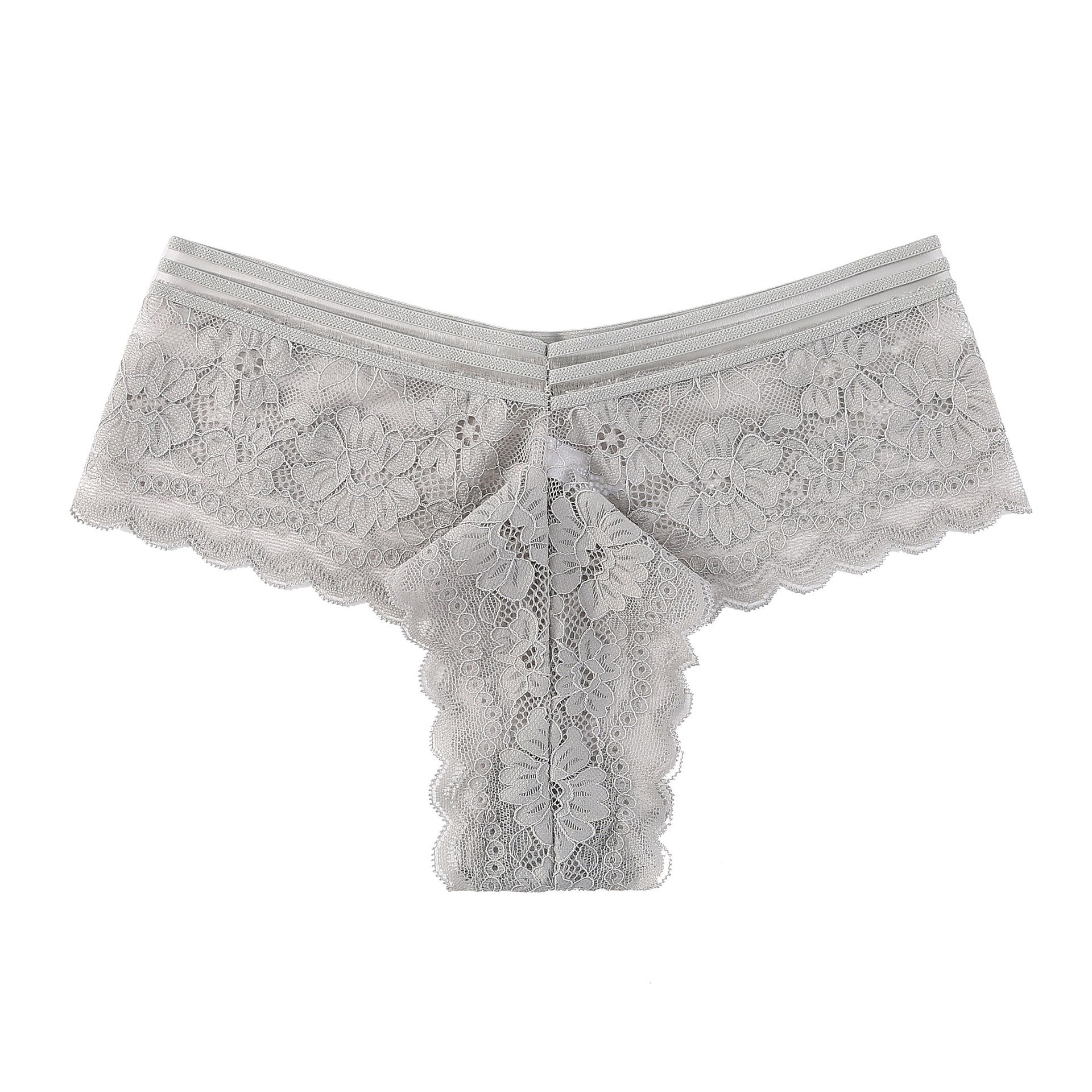 CINVIK  5pcs New ladies thong panties mid-waist cotton crotch sexy panties fashionable scarless full lace thong Hollow Out String Transparent Seamless Low Waist panties