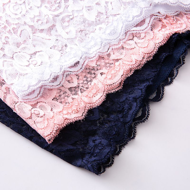 CINVIK  3PCS women's Lace Underwear Hollow Out Transparent non-marking Mid-Waist boxer panties full lace sexy Panties Underpants fashion Mid-Waist briefs cute girls colored panties comfortable soft