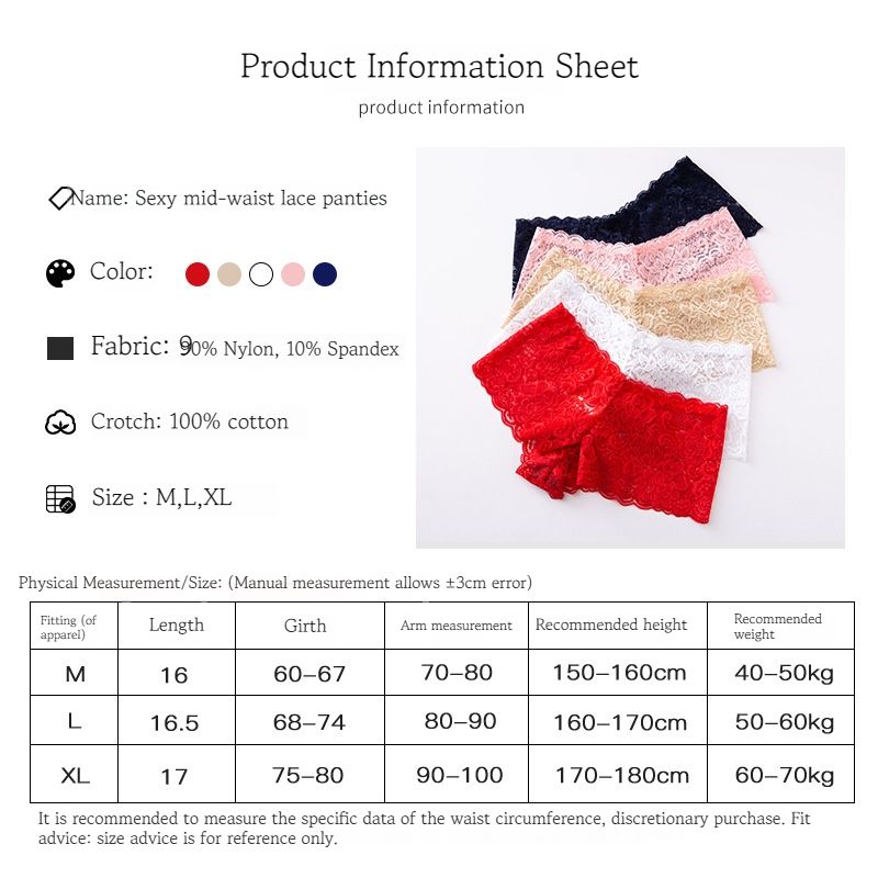 CINVIK  3PCS women's Lace Underwear Hollow Out Transparent non-marking Mid-Waist boxer panties full lace sexy Panties Underpants fashion Mid-Waist briefs cute girls colored panties comfortable soft
