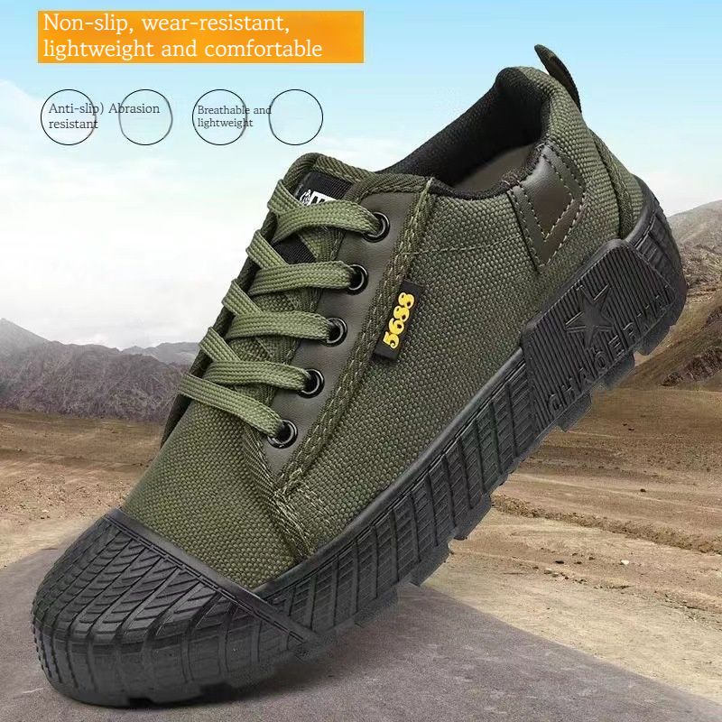 2024 new men's shoes soft-soled wear-resistant work shoes site labor insurance shoes farm work canvas shoes Men's antiskid shoes breathable deodorant rubber shoes