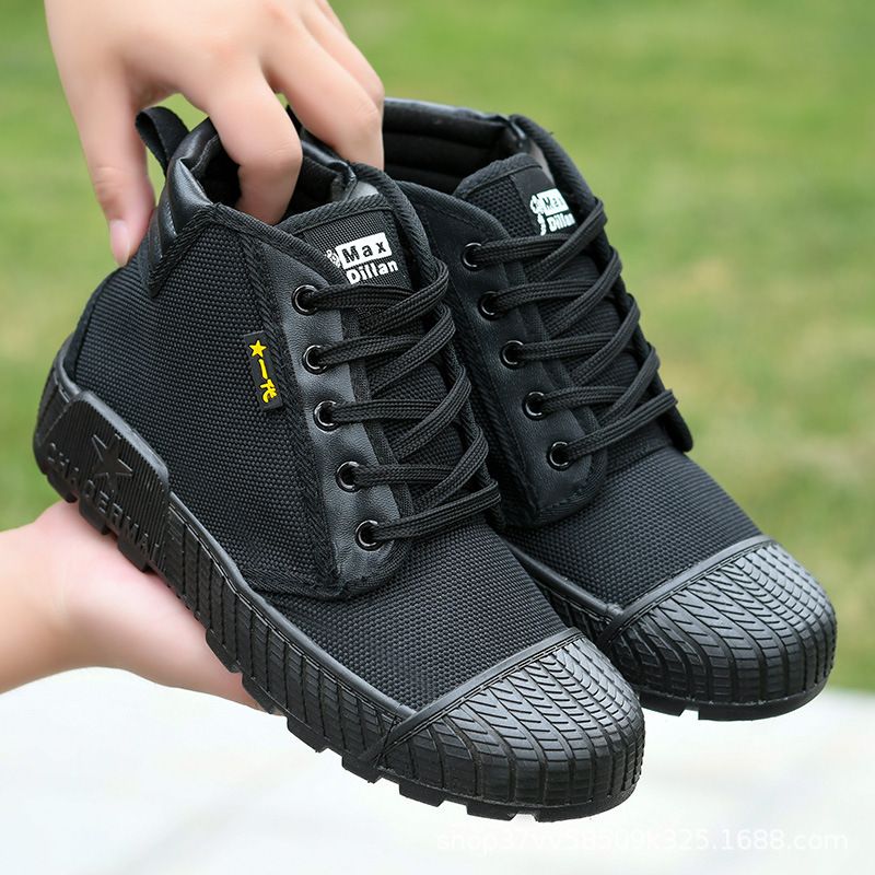 2024 new men's shoes soft-soled wear-resistant work shoes site labor insurance shoes farm work canvas shoes Men's antiskid shoes breathable deodorant rubber shoes