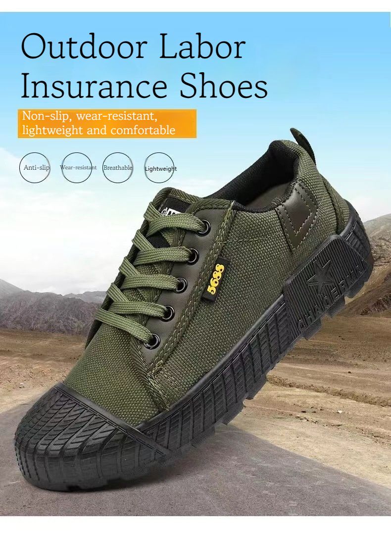 2024 new men's shoes soft-soled wear-resistant work shoes site labor insurance shoes farm work canvas shoes Men's antiskid shoes breathable deodorant rubber shoes