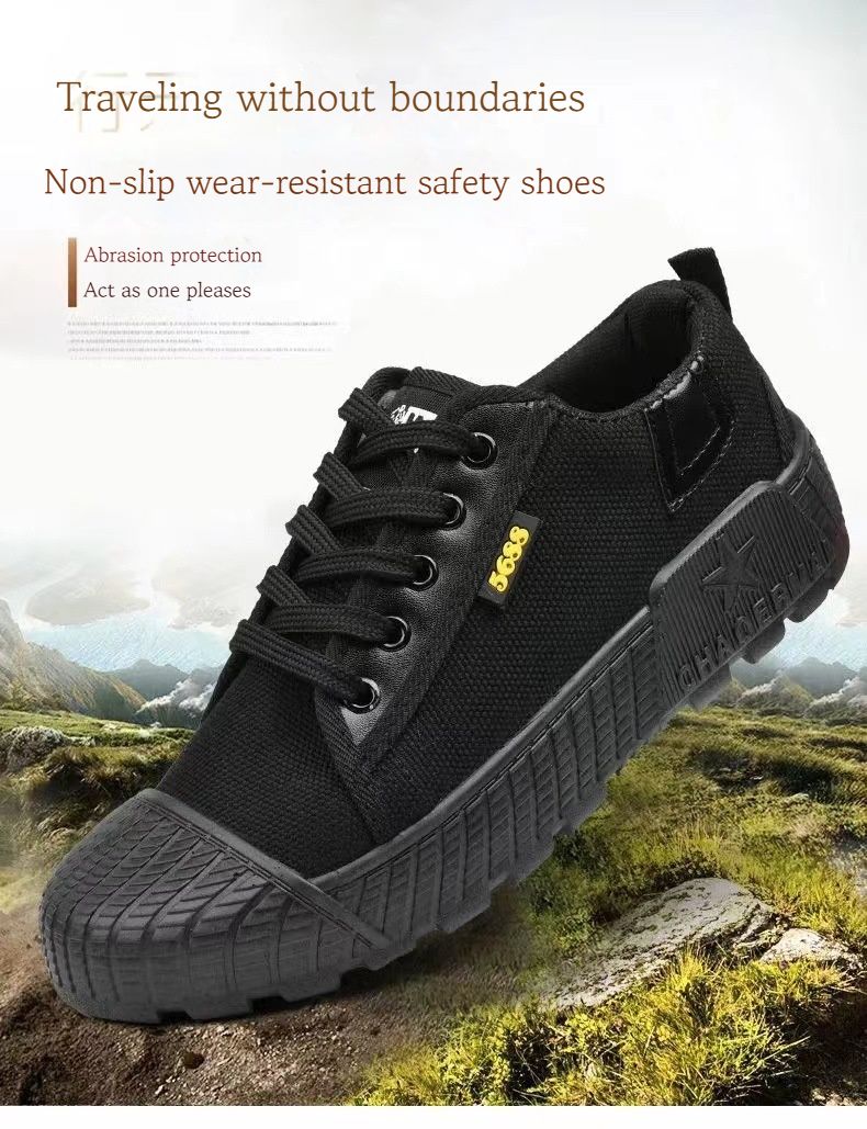 2024 new men's shoes soft-soled wear-resistant work shoes site labor insurance shoes farm work canvas shoes Men's antiskid shoes breathable deodorant rubber shoes