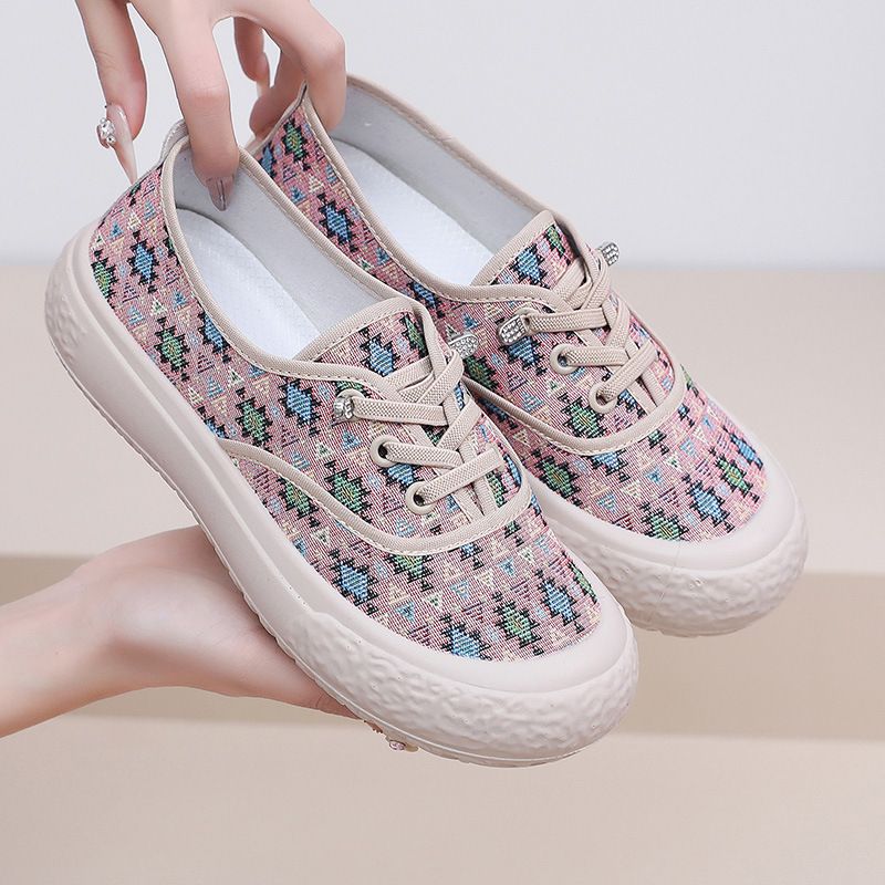 (Size 35-42) New Women's Shoes Thick Bottom Canvas Shoes Flat Bottom Casual Shoes Fisherman Shoes Breathable Soft Bottom student Shoes  girl sneakers Breathable Cloth Shoes