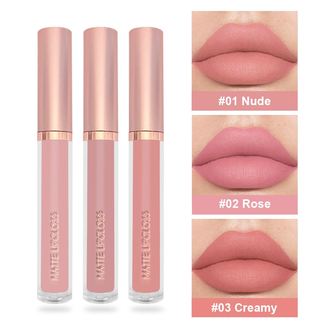 3Pcs Liquid Velvet Matte Lip Gloss Red Lipstick Nude Makeup Women Long Lasting Waterproof Beauty Cosmetics