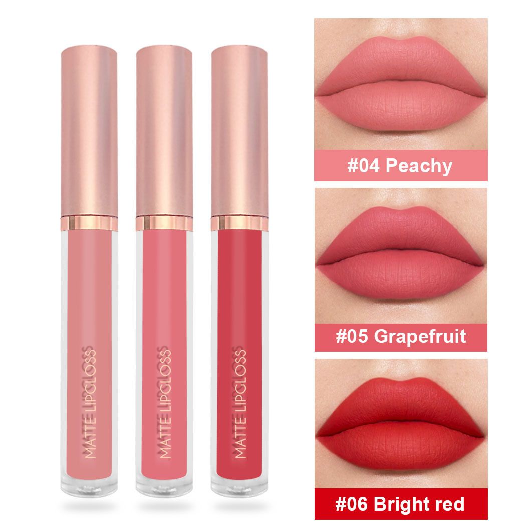 3Pcs Liquid Velvet Matte Lip Gloss Red Lipstick Nude Makeup Women Long Lasting Waterproof Beauty Cosmetics