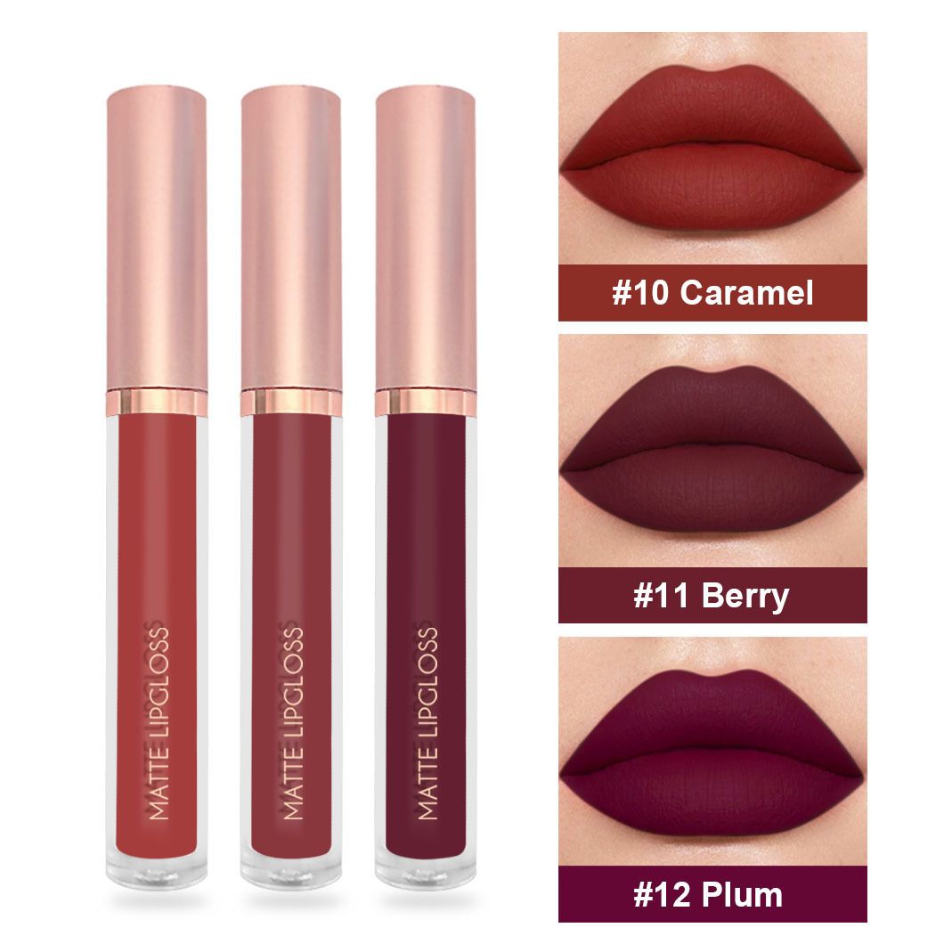 3Pcs Liquid Velvet Matte Lip Gloss Red Lipstick Nude Makeup Women Long Lasting Waterproof Beauty Cosmetics