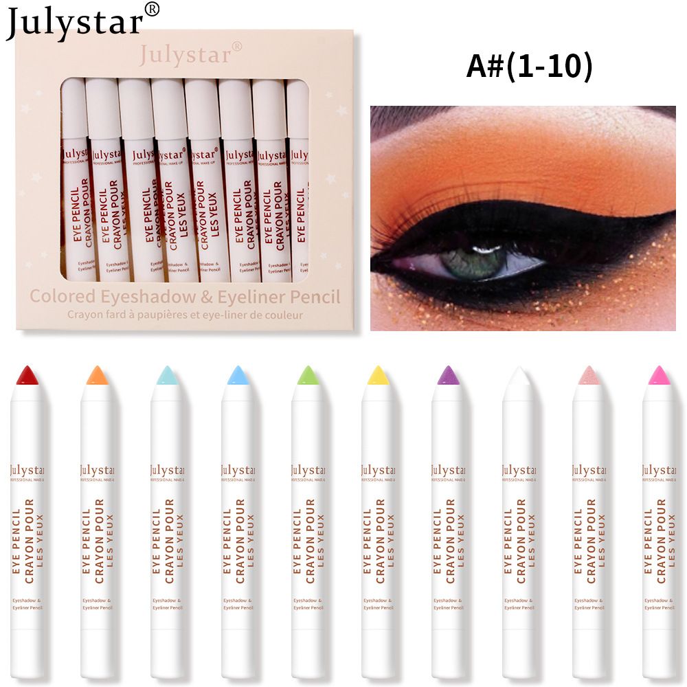 10PCS/Set Eyeshadow pencil Kit Makeup Waterproof Colorful Eyeshadow Pen Professional Salon Make up Eyeshadow Cosmetics