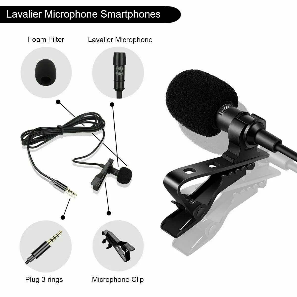 Tripod Stand, 3 Meter Lapel Microphone, Phone Holder & Ring Light Knob - 1.2Meters Tall Stand