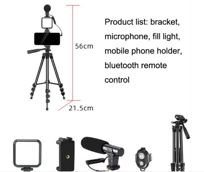 Vlogging Kit-05LM Phone DSLR Camera Tripod Vlogging Kit with Remote Control, Microphone, LED Light | Vlogging Kit