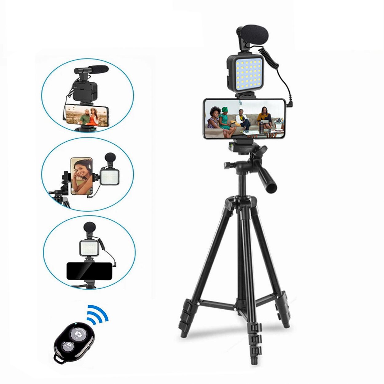 Vlogging Kit-05LM Phone DSLR Camera Tripod Vlogging Kit with Remote Control, Microphone, LED Light | Vlogging Kit