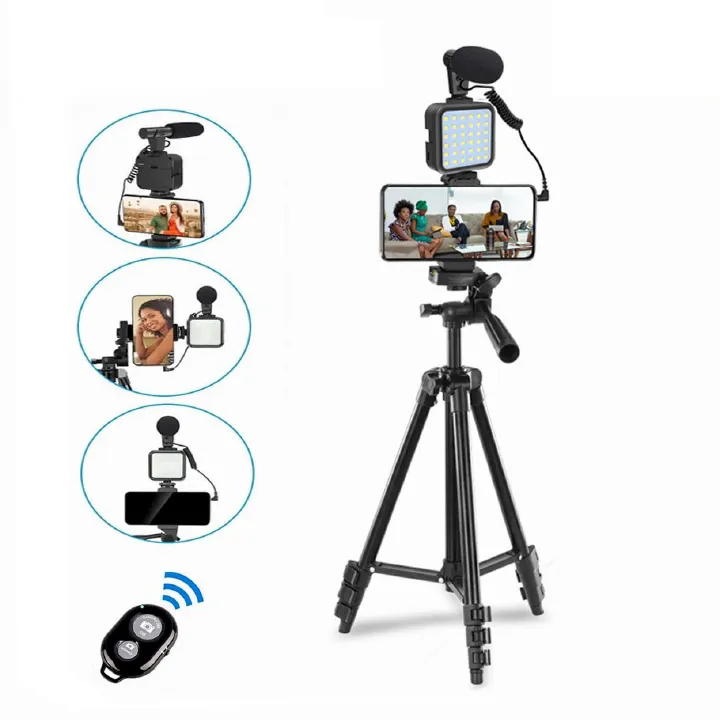 Vlogging Kit-05LM Phone DSLR Camera Tripod Vlogging Kit with Remote Control, Microphone, LED Light | Vlogging Kit