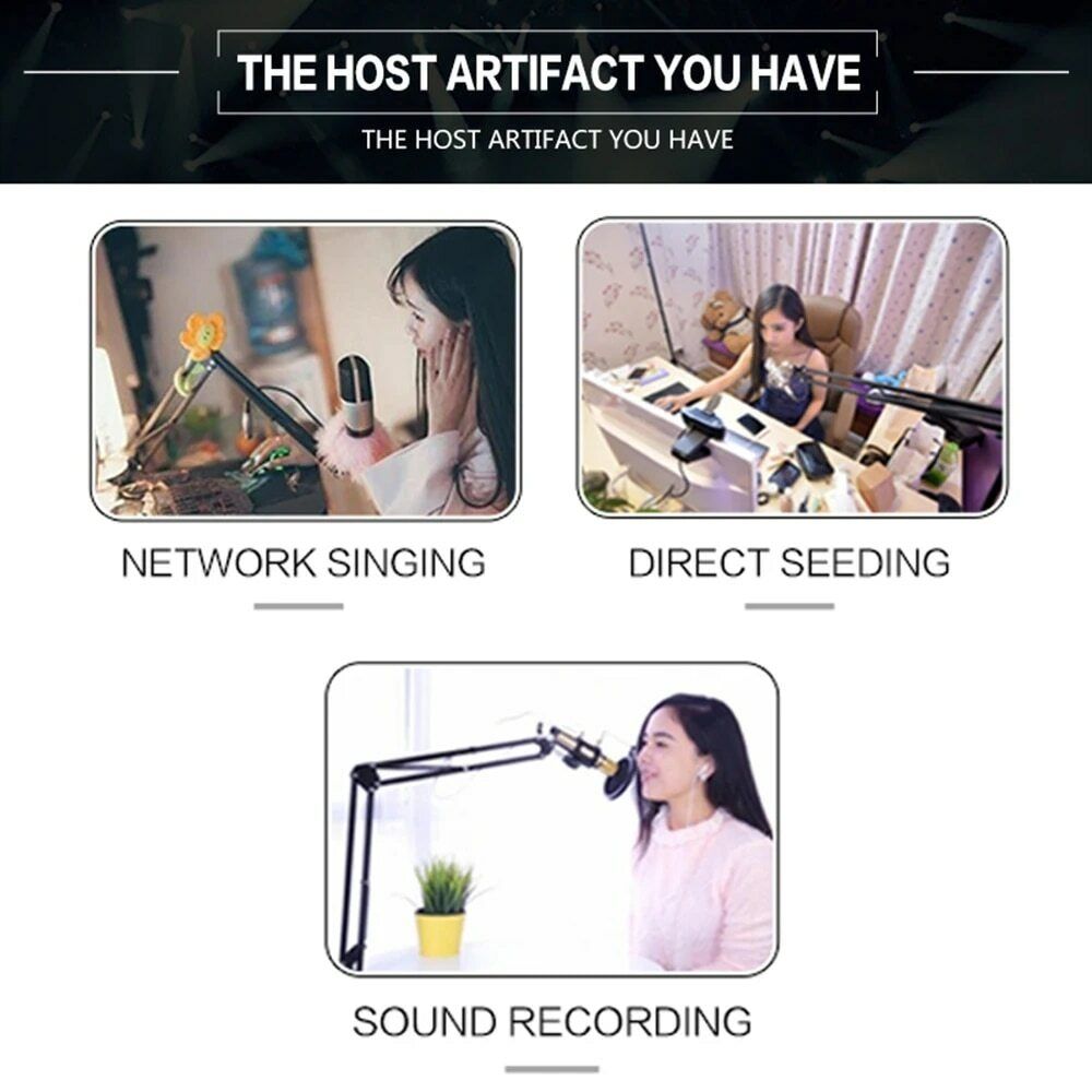 Flexible Table Mount Microphone Arm Stand For Podcast | Goose Neck Arm Stand | Studio Table Mic Stand