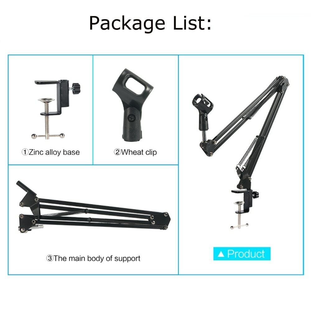Flexible Table Mount Microphone Arm Stand For Podcast | Goose Neck Arm Stand | Studio Table Mic Stand