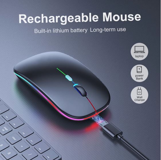 Rechargeable Wireless RGB Mouse | Wireless Mouse | Silent Clicks | Long Battery Life | Gaming Mouse