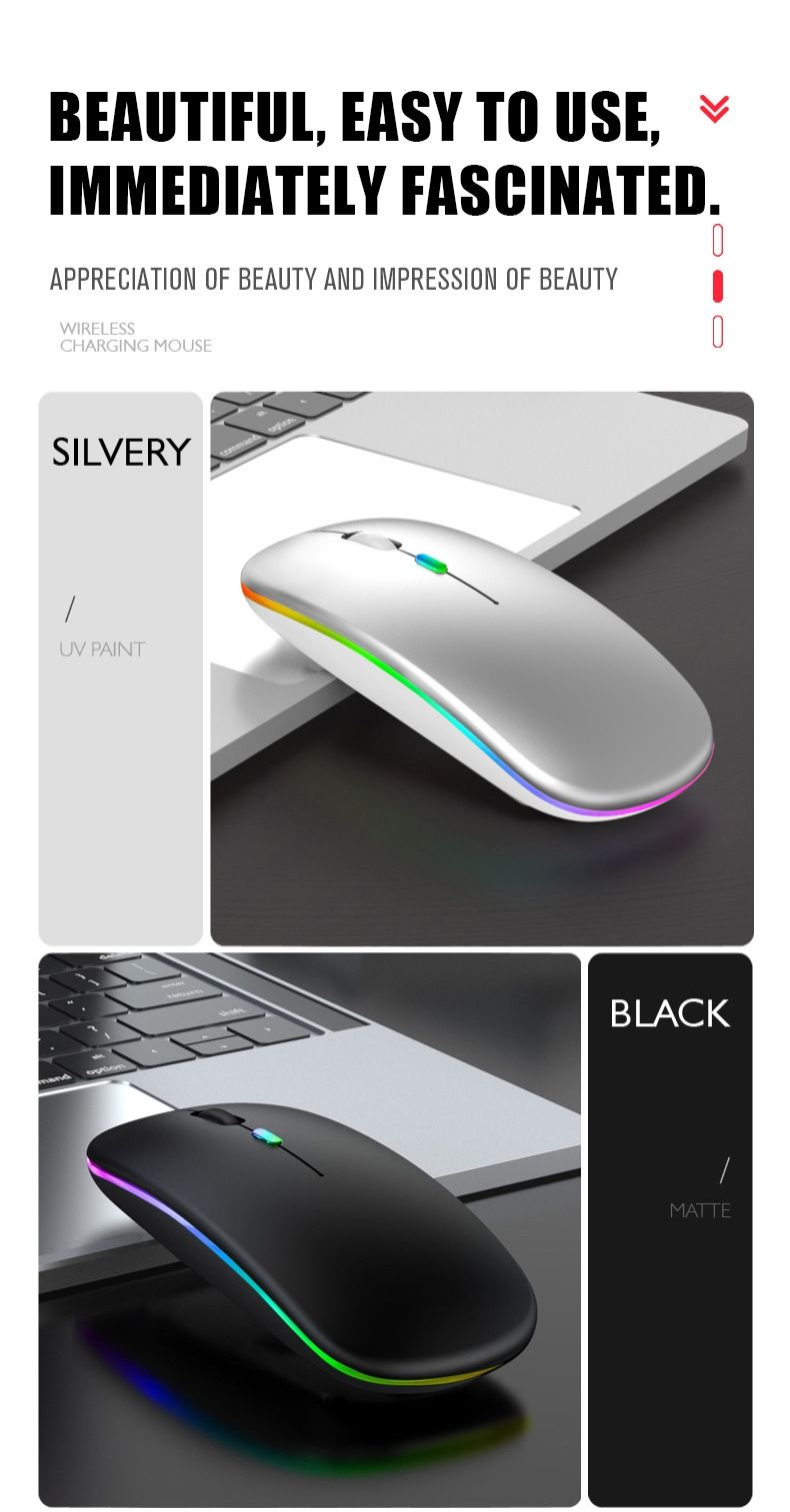 Rechargeable Wireless RGB Mouse | Wireless Mouse | Silent Clicks | Long Battery Life | Gaming Mouse