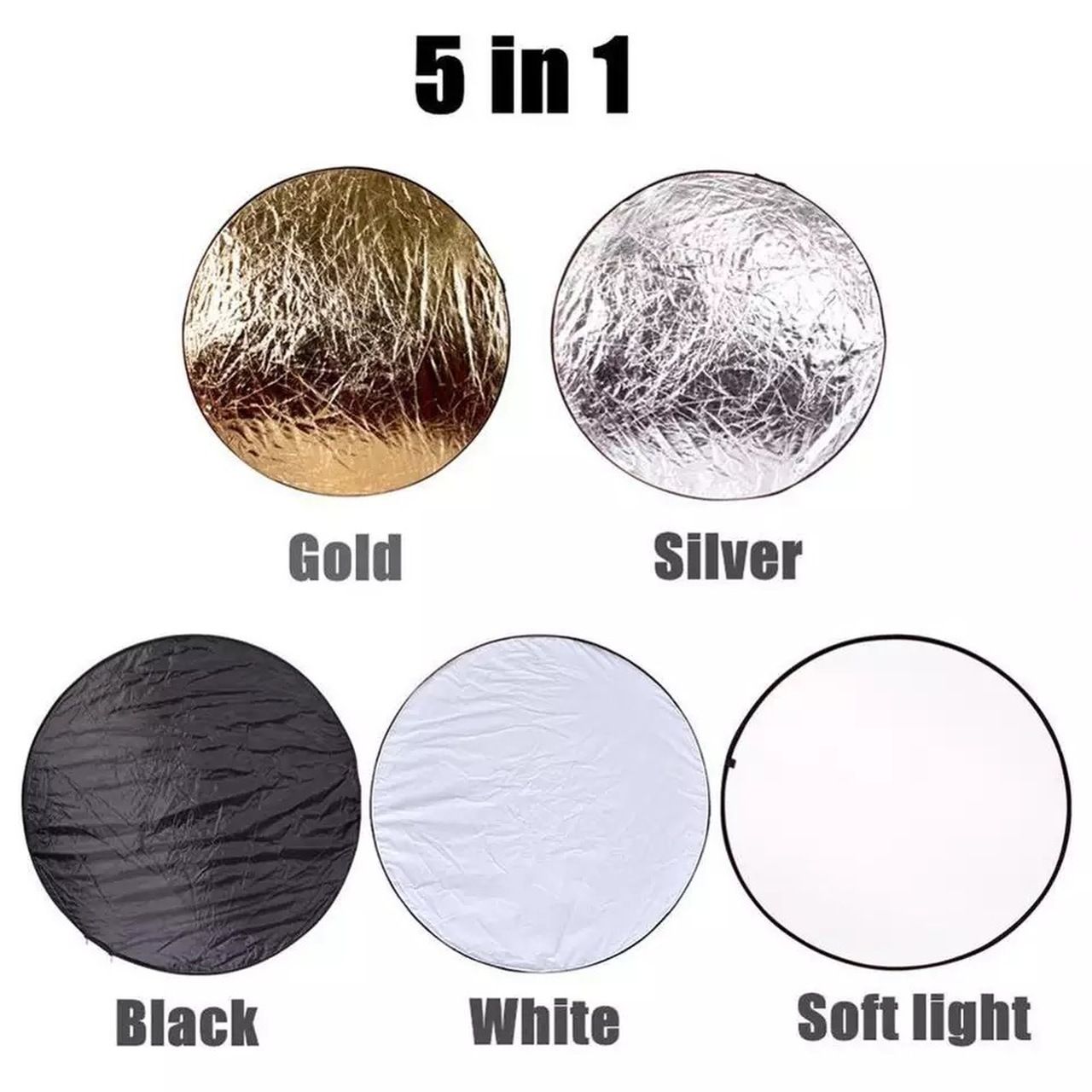 Photography Light Reflector | Round Reflector | Collapsible 5 in 1 | 110 CM/43inch | Studio Equipment Reflector