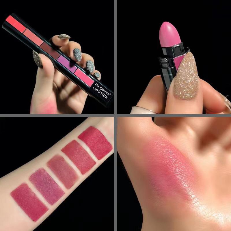 10 Color Lipstick Set 2 Sections Velvet Revealing Color Nonstick Cup Lip Gloss Pencil Waterproof Velvet Lip Gloss Valentine's Day Gifts