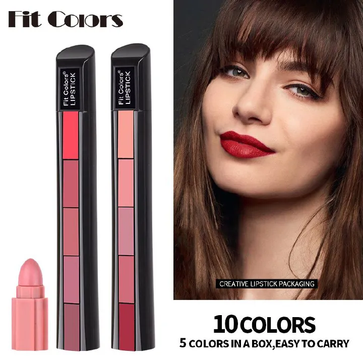 10 Color Lipstick Set 2 Sections Velvet Revealing Color Nonstick Cup Lip Gloss Pencil Waterproof Velvet Lip Gloss Valentine's Day Gifts
