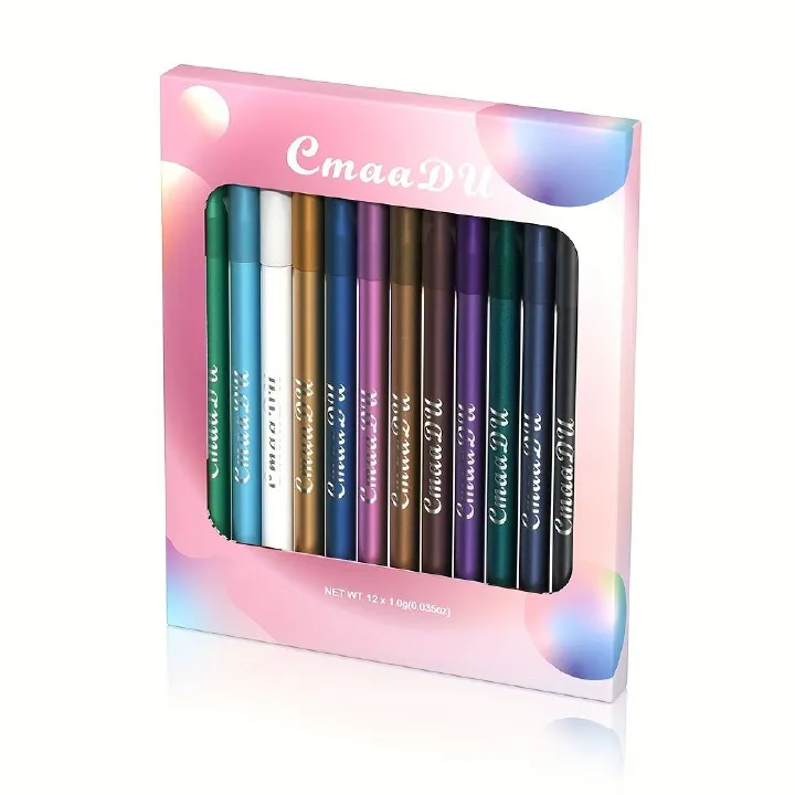 12 Colors Eyeliner Eyeshadow Pen, Matte Finish Rich Color High Pigment Eyeliner Eyelid Makeup Pen