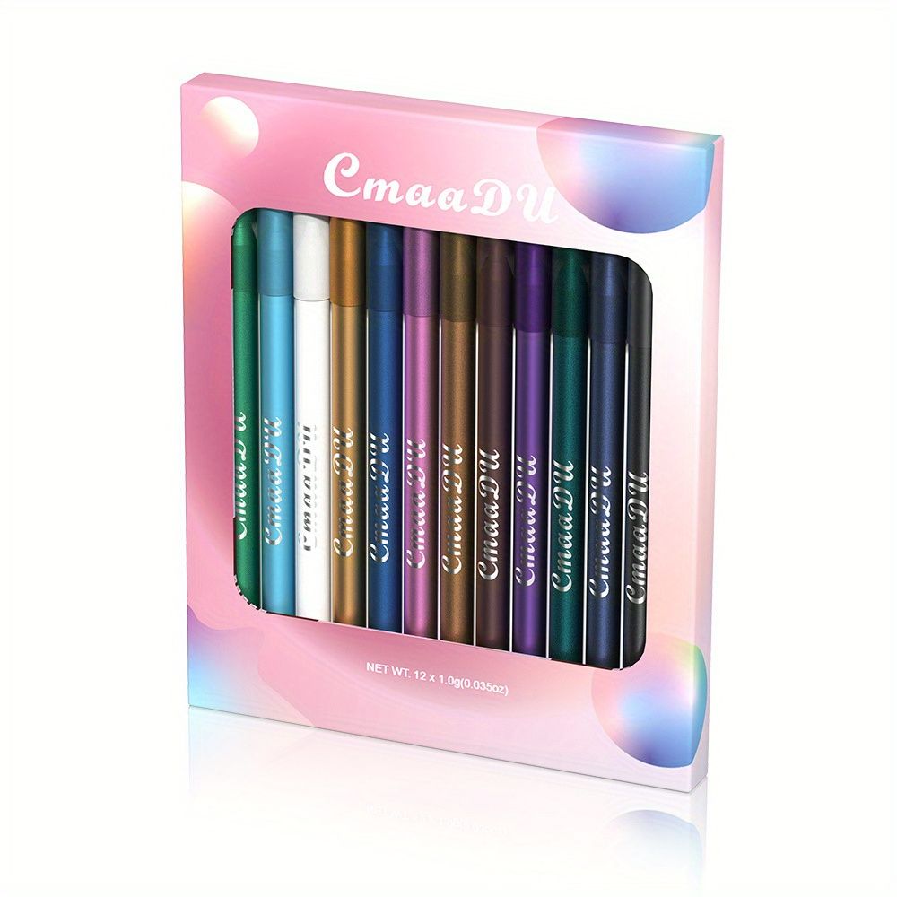 12 Colors Eyeliner Eyeshadow Pen, Matte Finish Rich Color High Pigment Eyeliner Eyelid Makeup Pen