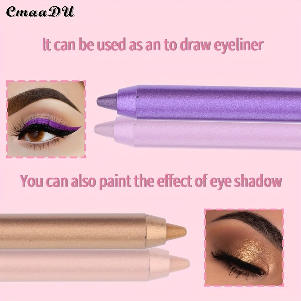 12 Colors Eyeliner Eyeshadow Pen, Matte Finish Rich Color High Pigment Eyeliner Eyelid Makeup Pen