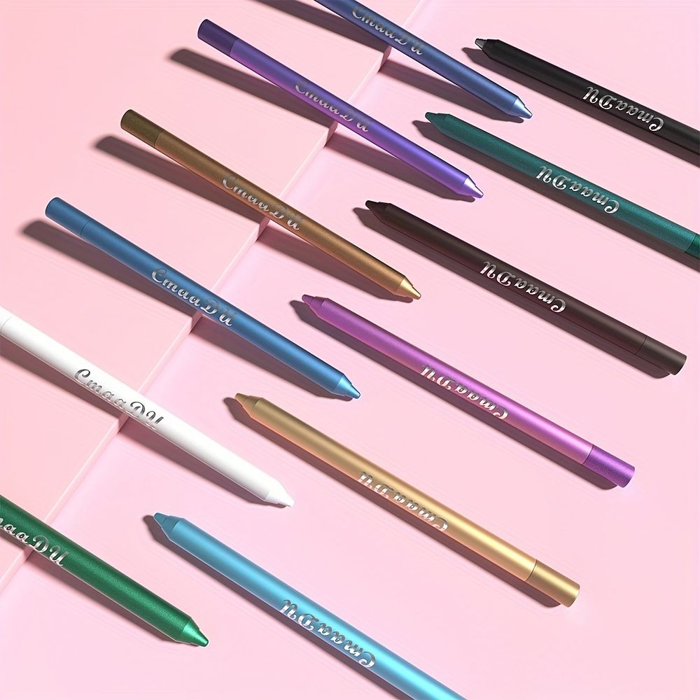 12 Colors Eyeliner Eyeshadow Pen, Matte Finish Rich Color High Pigment Eyeliner Eyelid Makeup Pen