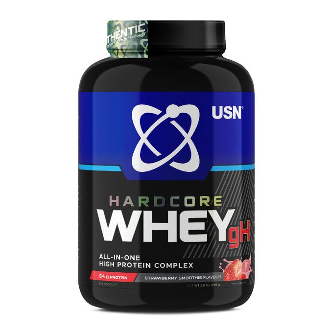 USN Hardcore Whey GH All-in-One Protein - 908 Grams (2 Lbs) - Strawberry