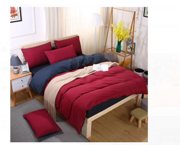 4pcs Plain Cotton Bedding Sets Duvet Cover Set with (1 Duvet Cover, 1 Bedsheet and 2 Pillow Cases or Pillow Covers)