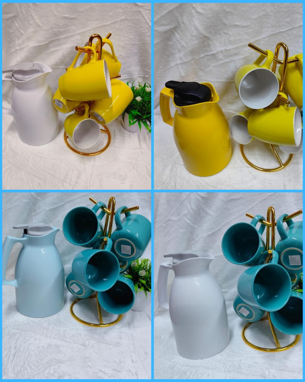 A Set of 2ltr Unbreakable Flask and 6 Ceramic Mugs. (Cups, Glass, Flask, Utensils)