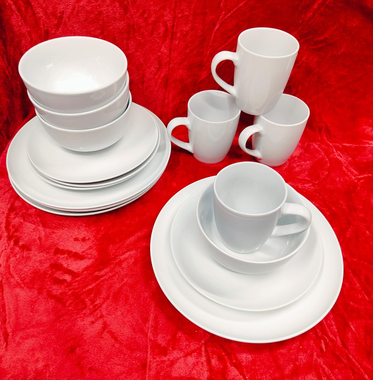 16 piece white plain dinner set