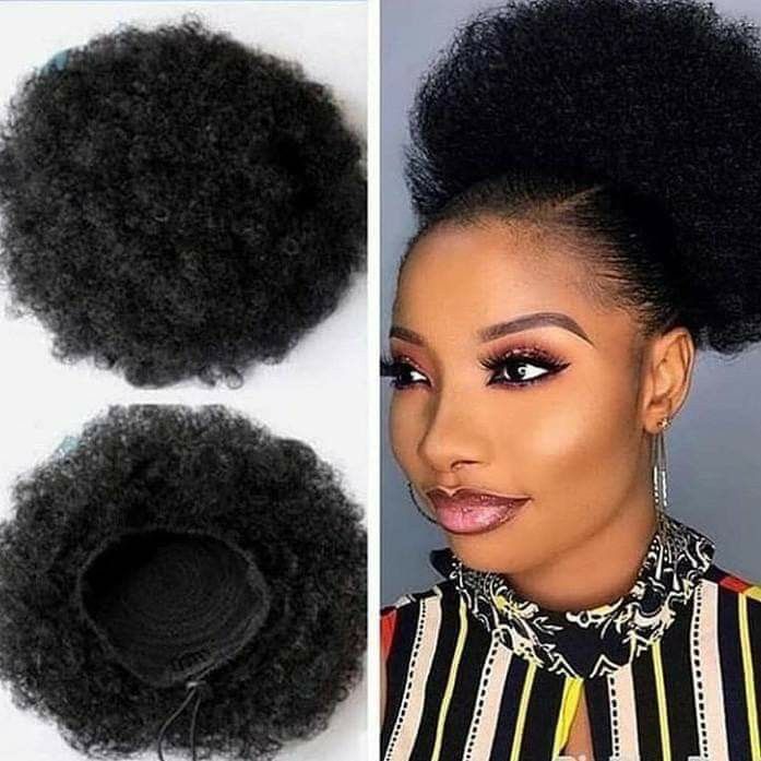 Ponytail Human Hair Extension for Black Women Silk Afro Yaki Kinky