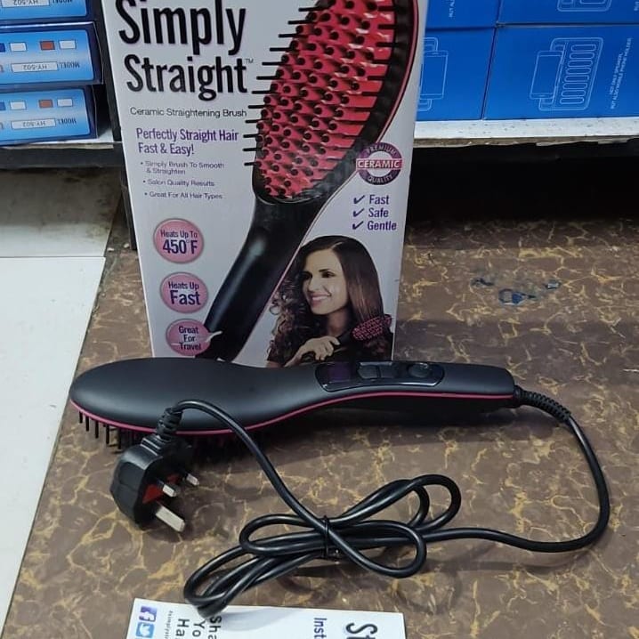 Hair straightener brush