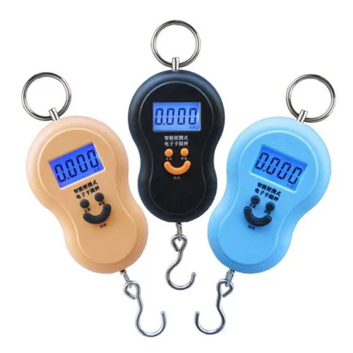 Digital weighing scale 50Kgs electronic portable scale weighing machine + Free Batteries Electronic Digital Hanging Stainless Steel Hook Luggage Portable Scale with LCD Display + New AAA Batteries