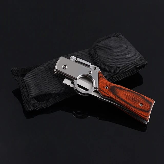 Switch portable knife pocket knife with led light wooden handle tactical knife