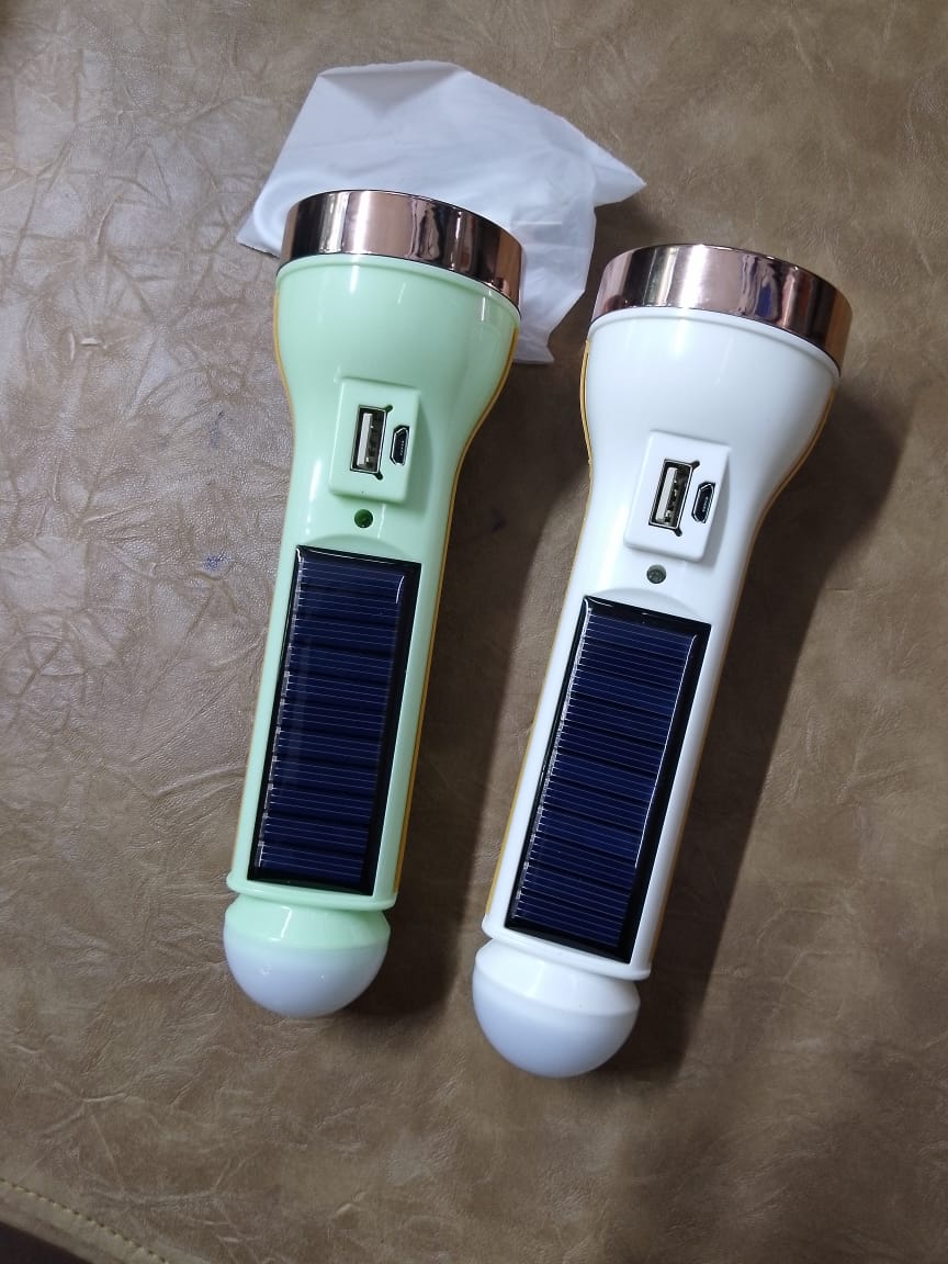 Solar Rechargeable torch dual lights pocket solar torch