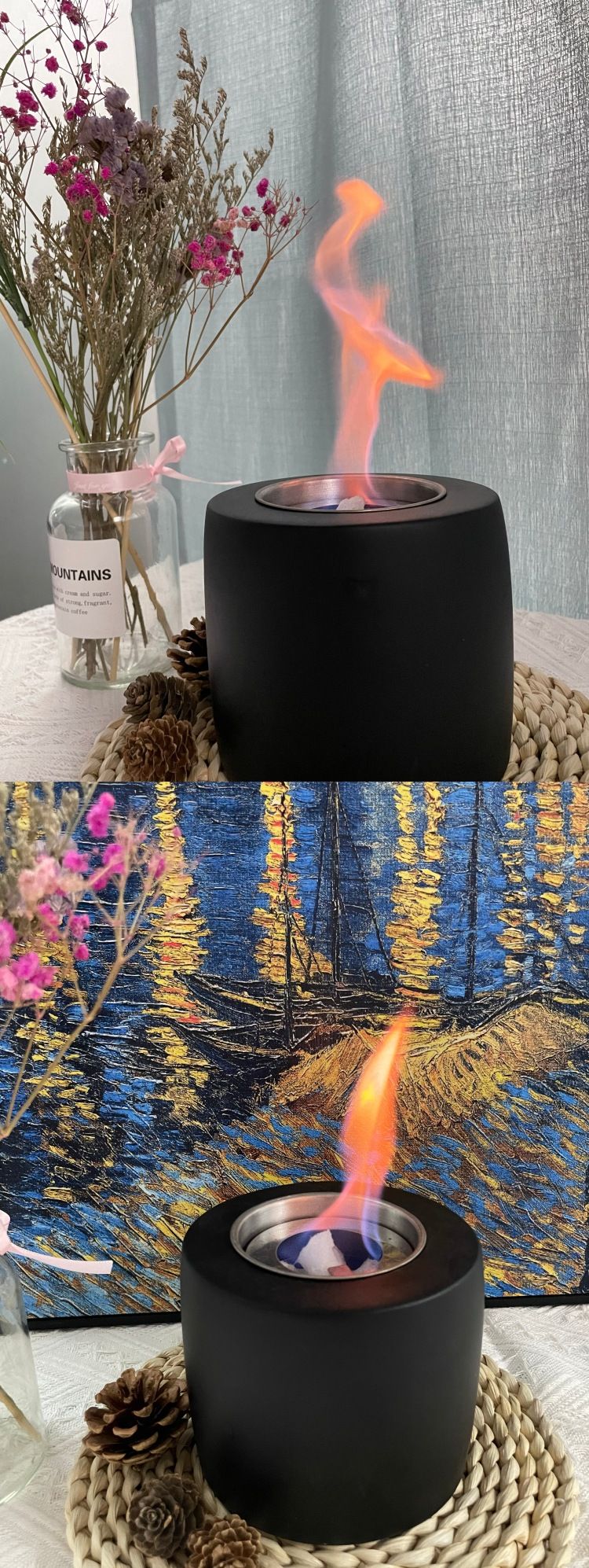 Desktop hand warmer fireplace light flame heater portable outdoor cement small stove alcohol stove