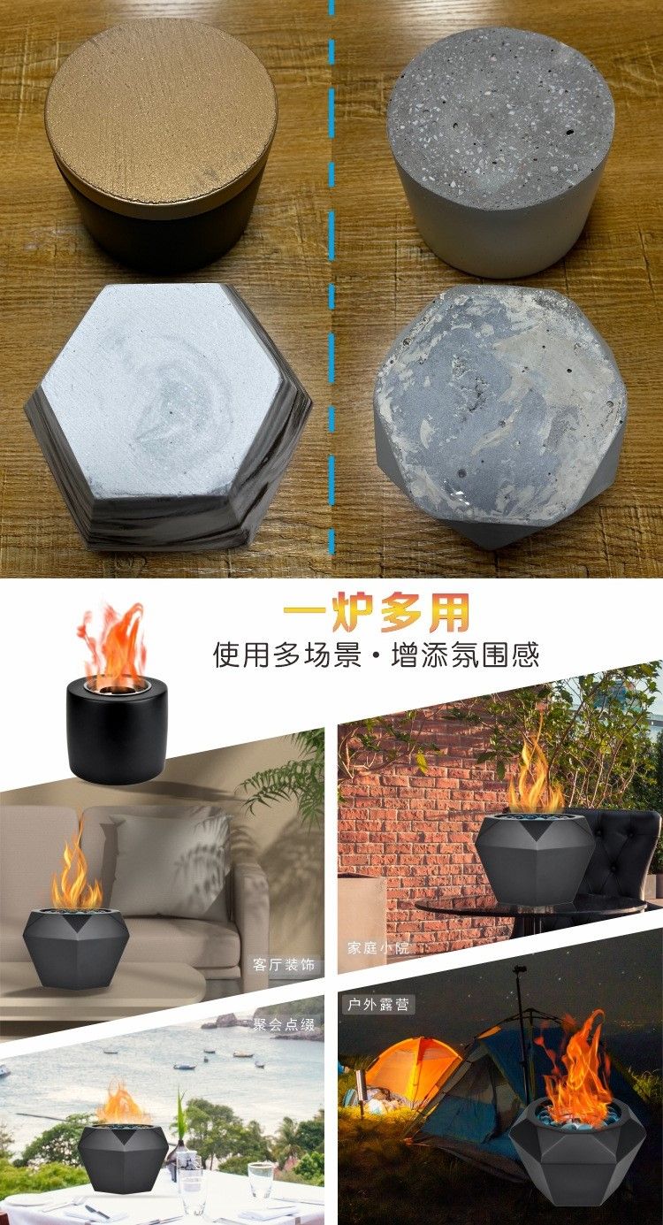 Desktop hand warmer fireplace light flame heater portable outdoor cement small stove alcohol stove