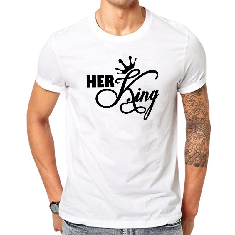 KING QUEEN couple short sleeved T-shirt, new couple short sleeved, fashionable and versatile, simple and elegant style, popular in Africa