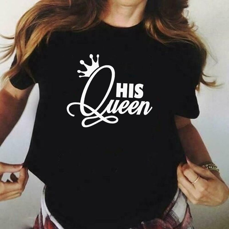 KING QUEEN couple short sleeved T-shirt, new couple short sleeved, fashionable and versatile, simple and elegant style, popular in Africa