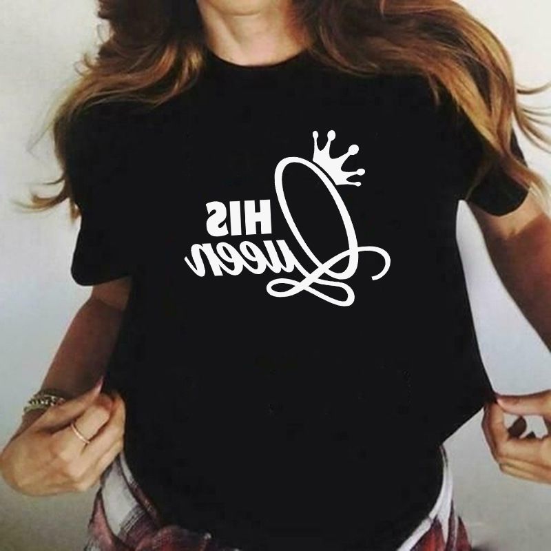 KING QUEEN couple short sleeved T-shirt, new couple short sleeved, fashionable and versatile, simple and elegant style, popular in Africa