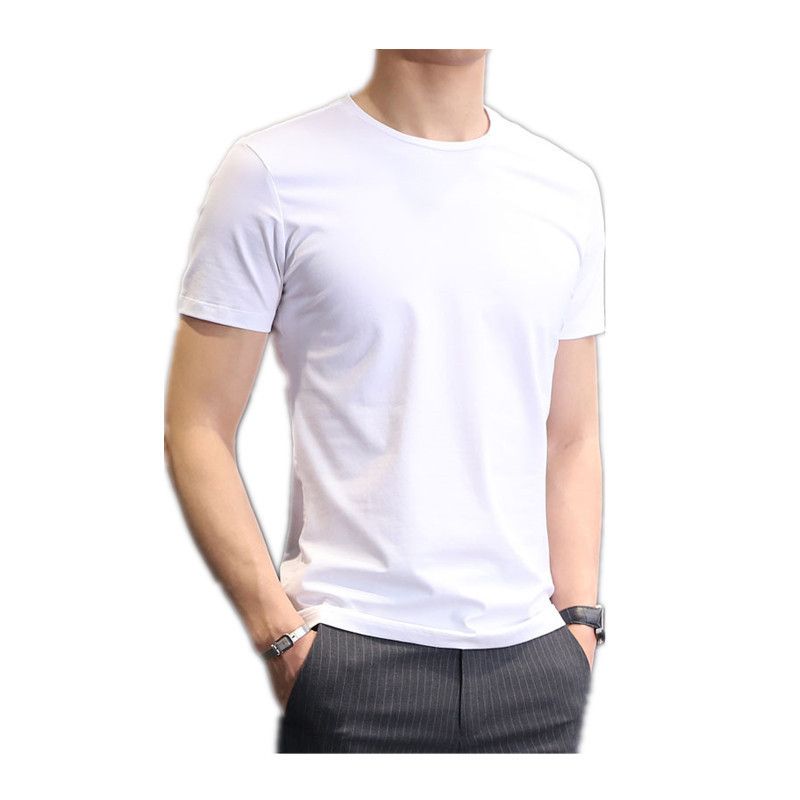 Men's solid white short sleeved T-shirt with oversized summer Korean slim fit trend, handsome round neck half sleeved T-shirt shorts