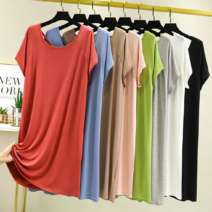 Summer modal pajama dress for women, thin short sleeved loose oversized, pregnant women's home pajama dress, sexy backless dress, casual home clothing, soft, comfortable and breathable