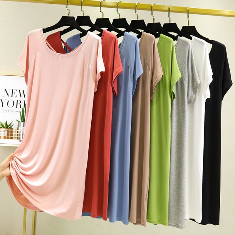 Summer modal pajama dress for women, thin short sleeved loose oversized, pregnant women's home pajama dress, sexy backless dress, casual home clothing, soft, comfortable and breathable